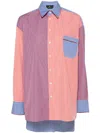 Etro Oversized Striped Cotton Poplin Patchwork-style Shirt In Orange