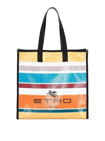 ETRO STRIPE-PRINT  BAG WITH LEATHER HANDLES