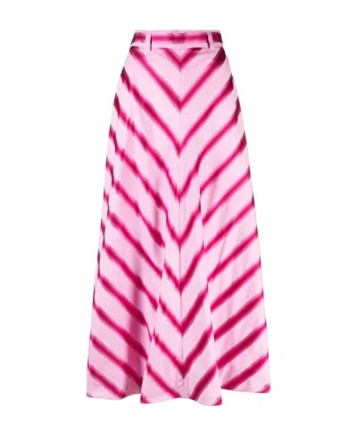Etro Striped A-line Skirt In Pink