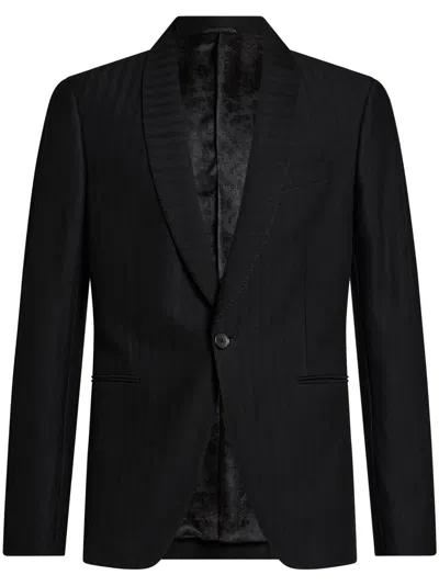 Etro Striped Blazer In Black