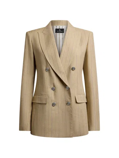 Etro Striped Blazer In Neutral