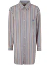Etro Oversized Multicolor Shirt With Stripe Motif And Pegasus Embroidery In Cotton Woman