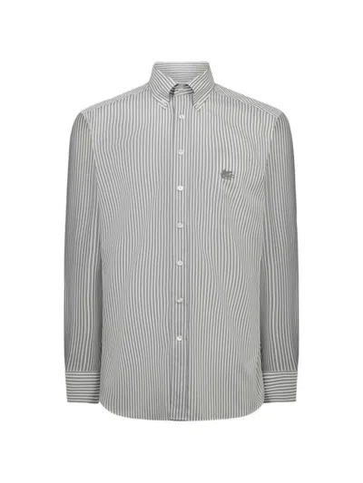 Etro Striped Button-down Cotton Shirt In White