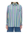 Etro Multi-coloured Striped Cotton Shirt Women In Blue