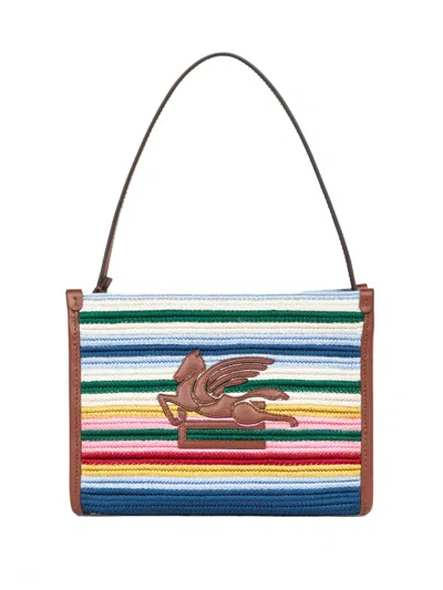 Etro Striped Clutch Bag In Blue