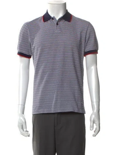 Pre-owned Etro Striped Collar Polo Shirt In Blue