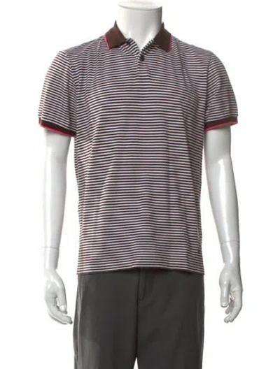 Pre-owned Etro Striped Collar Polo Shirt In Brown