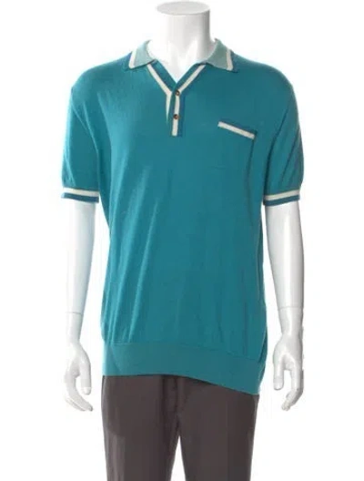 Pre-owned Etro Striped Collar Polo Sweater W/ Tags In Blue