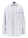 Etro Striped Cotton Shirt In Blue