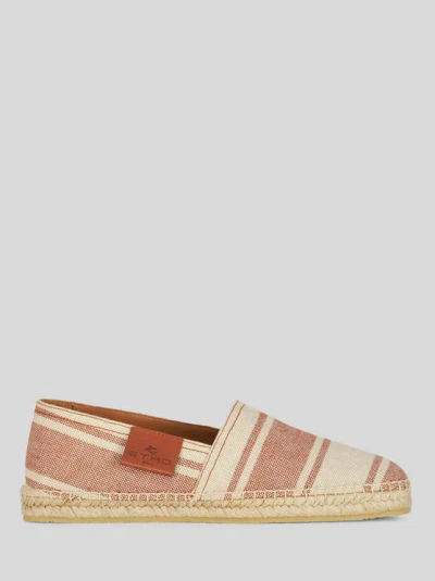 Etro Paisley-print Linen Espadrilles In Light Brown