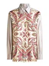 Etro Camicia Over In Cotone A Righe Con Stampa In Multi