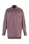 Etro Striped Cotton Shirt In Burgundy