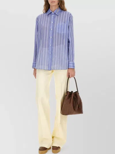Etro Striped Cotton Shirt In Blue
