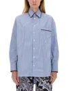Etro Striped Long-sleeved Shirt In Azure