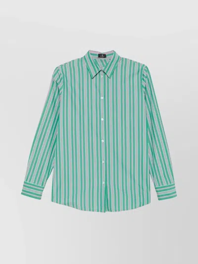ETRO STRIPED COTTON SHIRT BACK SLIT