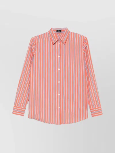 Etro Back Slit Striped Cotton Shirt