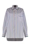 Etro Striped Cotton Shirt In Blue