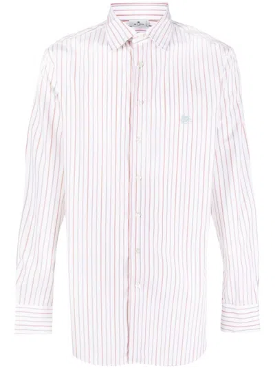 Etro Striped Cotton Shirt Sleeves Buttoned-cuff In Grey