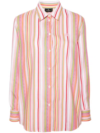 Etro Striped Jacquard Cotton Shirt In Multi