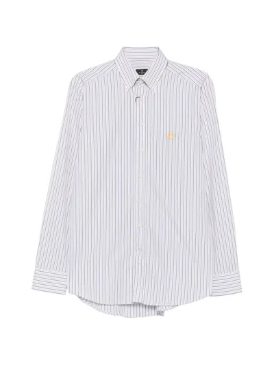 Etro Striped Cotton Shirt In White