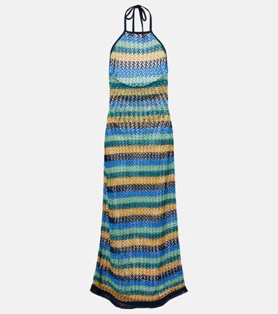 Etro Striped Cotton-blend Maxi Dress In Multi