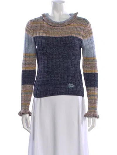 Pre-owned Etro Striped Crew Neck Sweater In Blue