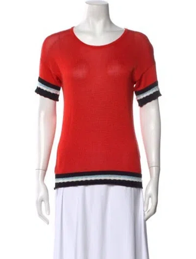 Pre-owned Etro Striped Crew Neck Sweater In Orange