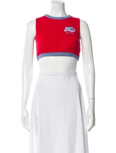 Pre-owned Etro Striped Crew Neck Sweater In Red