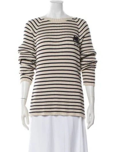 Pre-owned Etro Striped Crew Neck Sweater In White