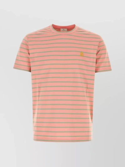 Etro Striped Crew Neck T-shirt In Pink