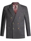 Etro Long-sleeved Double-breasted Blazer In Grey