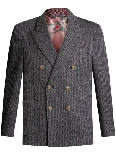 ETRO STRIPED DOUBLE-BREASTED BLAZER