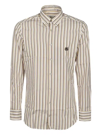 ETRO STRIPED EMBROIDERED SHIRT