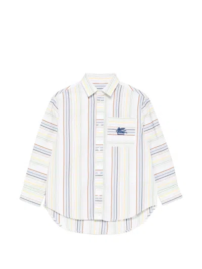 Etro Kids' Striped Embroidered Shirt In Multi