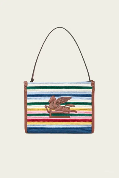 ETRO STRIPED FABRIC CLUTCH BAG IN MULTICOLOR