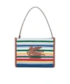 Etro Viscose Pouch With Stripes And Top Handle In Multicolor