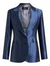 Etro Striped-jacquard Blazer In Blue