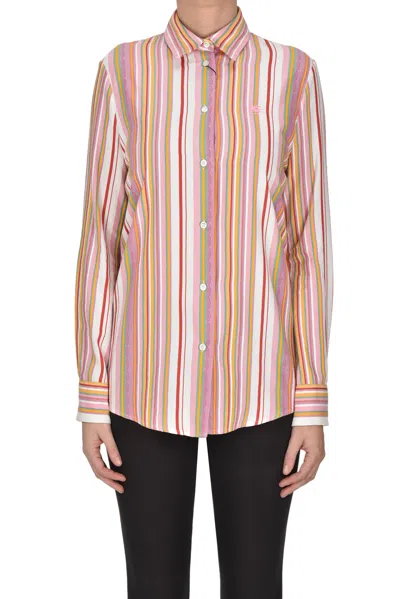 Etro Striped Jacquard Cotton Shirt In Multi
