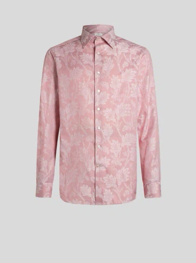 Etro , Striped Jacquard Shirt, Man, Pink, Size 43