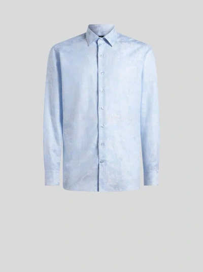 Etro , Striped Jacquard Shirt, Man, White, Size 46