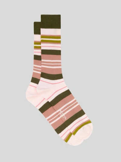 Etro Logo-print Striped Socks In Pink