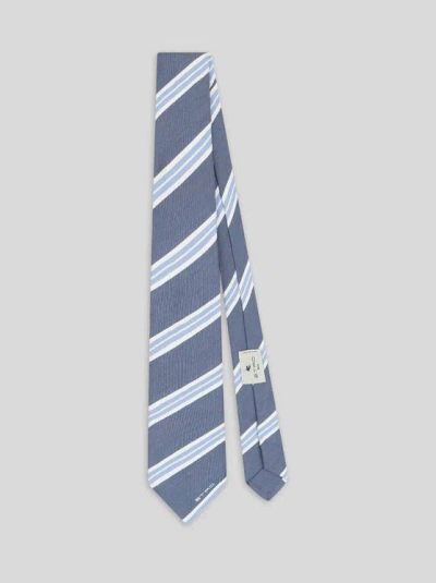 Etro Striped Jacquard Tie In Blue