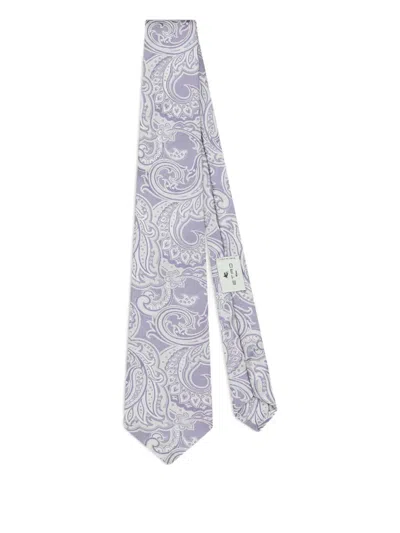 Etro Striped Jacquard Tie In Purple