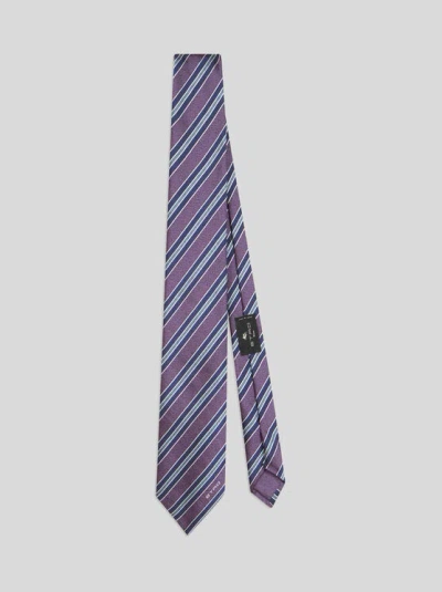 Etro Striped Jacquard Tie In Black