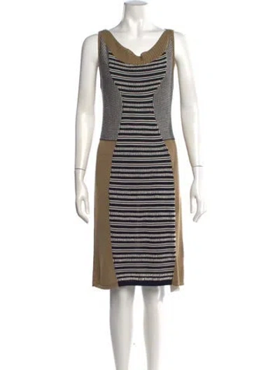 Pre-owned Etro Striped Knee-length Dress In Black/brown