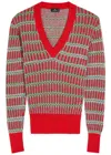 Etro V Neck Knitewear With Stripe Knitwear Multicolor In Red