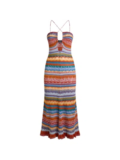 Etro Striped Knitted Maxi Dress In Multi