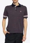 Etro , Striped Knit Polo Shirt With Pegaso Detail, Man, Black, Size Xl In Navy