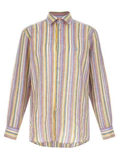 Etro Striped Linen Shirt In Multi