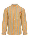 Etro Striped Linen Shirt In Orange